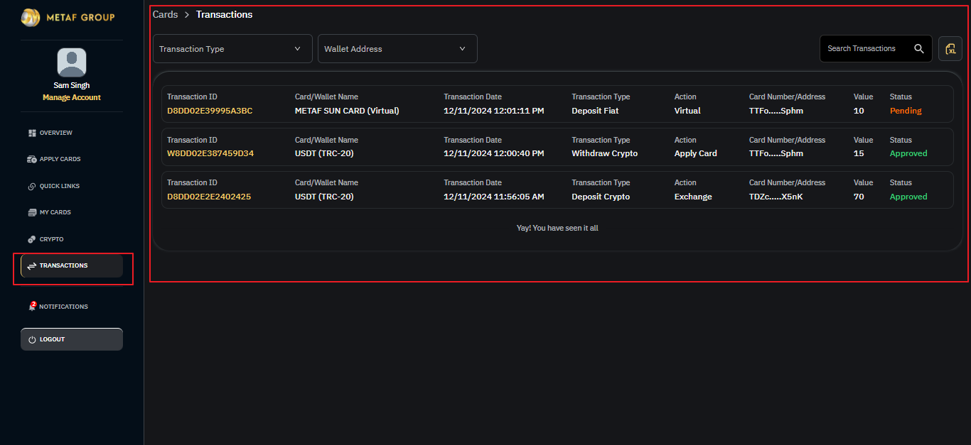 Transactionslist screen